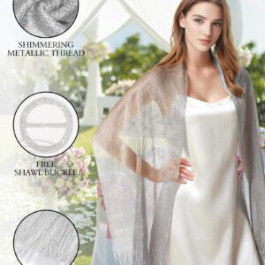 ZENUTA Shawls and Wraps for Evening Dresses, Womens Shawls and Wraps, Dressy Shawls and Wraps for Evening Wear (A. Silver (With Silver Buckle))