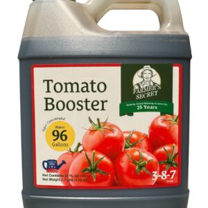 Farmer's Secret Tomato Booster Fertilizer (32oz) - Super Concentrated - 3:8:7 Ratio Fortified with Humic Acid, Iron and Calcium - Grow More Tomatoes