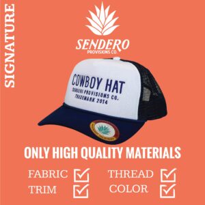 Sendero Provisions Co. Cowboy Hat Embroidered Logo Snapback Trucker Cap One Size (Blue/White)