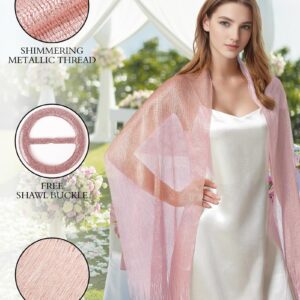 ZENUTA Shawls and Wraps for Evening Dresses, Womens Shawls and Wraps, Dressy Shawls and Wraps for Evening Wear (F. Pink (With Pink Buckle))