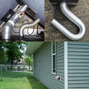 Pellet Stove Fresh Air Intake Kit, 2" x 60" Outside Cold Air Kit for Pellet Stove Pipe, Aluminum Flex Vent Pipe for Pellet Stove Corn with Wall Plate Screen & Screw Hose Clamps