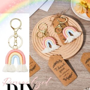 Huquary 72 Pcs Boho Keychain Set 36 Pcs Macrame Rainbow Keychains Weaving Rainbow Tassel Keychains 36 Thank You Tag for Birthday Wedding Party Favors Baby Bridal Shower Bohemian Party Supplies