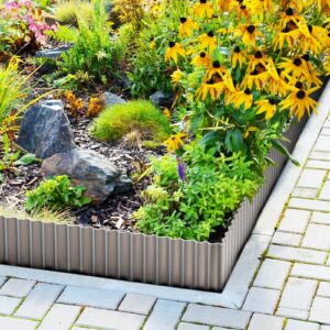 LAVEVE Corrugated Metal Garden Edging - Sturdy Border Perfect for DIY Flower Beds and Landscaping Borders (Silver, 6 Inch x 40FT)