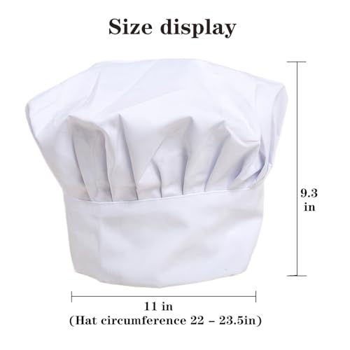 White Chef Hat for Men Women Adults,Elastic Band Adjustable Cotton Chefs Hat Hibachi Chef Works Hats Chef Cap Cook Hat