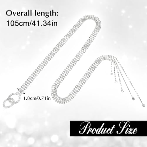 Andibro Rhinestone Waist Belt for Women, Crystal Waist Chain Belt Adjustable Diamond O-Ring Waistband Belt for Jeans Dresses