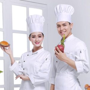 White Chef Hat for Men Women Adults,Elastic Band Adjustable Cotton Chefs Hat Hibachi Chef Works Hats Chef Cap Cook Hat