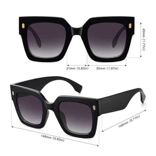 STORYCOAST Retro Square Sunglasses for Women Men Trendy Oversized Sunnies Big Shades Black/Leopard