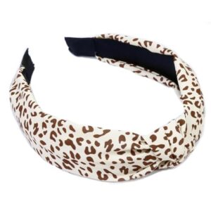 Knotted Fashion Hairbands and Hair Hoops: Non-Slip Top Knot Headbands with Leopard Print for Women and Girls - 4PCS Beige Brown Hair Accessories Set