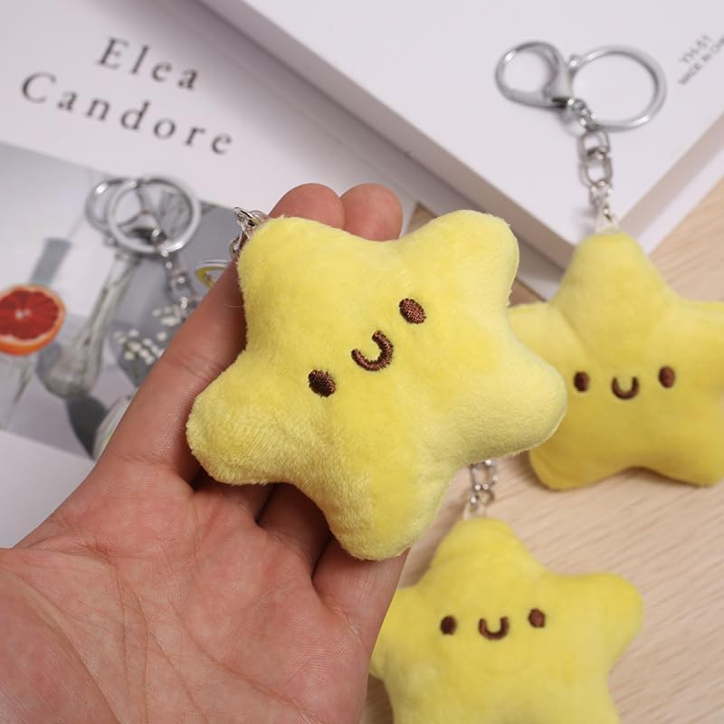 1Pcs Yellow Plush Star Keychain Backpack Accessories Doll Pendant Heart Healing in Addition to Serving as a Keychain Women's Keyrings and Keychains