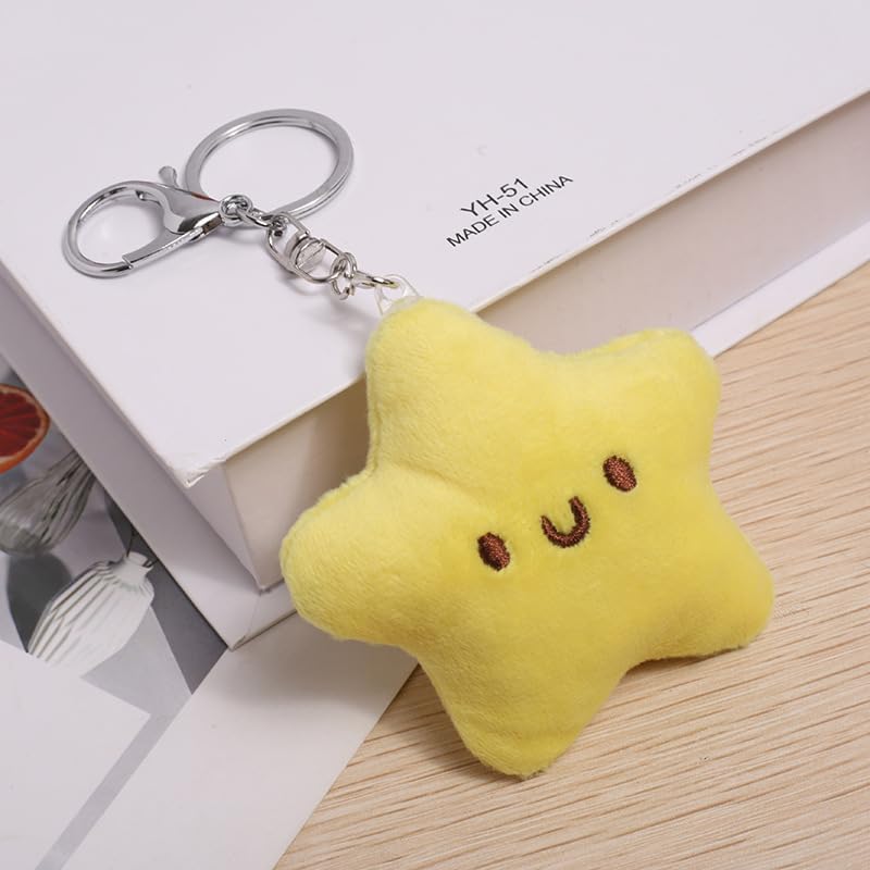 1Pcs Yellow Plush Star Keychain Backpack Accessories Doll Pendant Heart Healing in Addition to Serving as a Keychain Women's Keyrings and Keychains