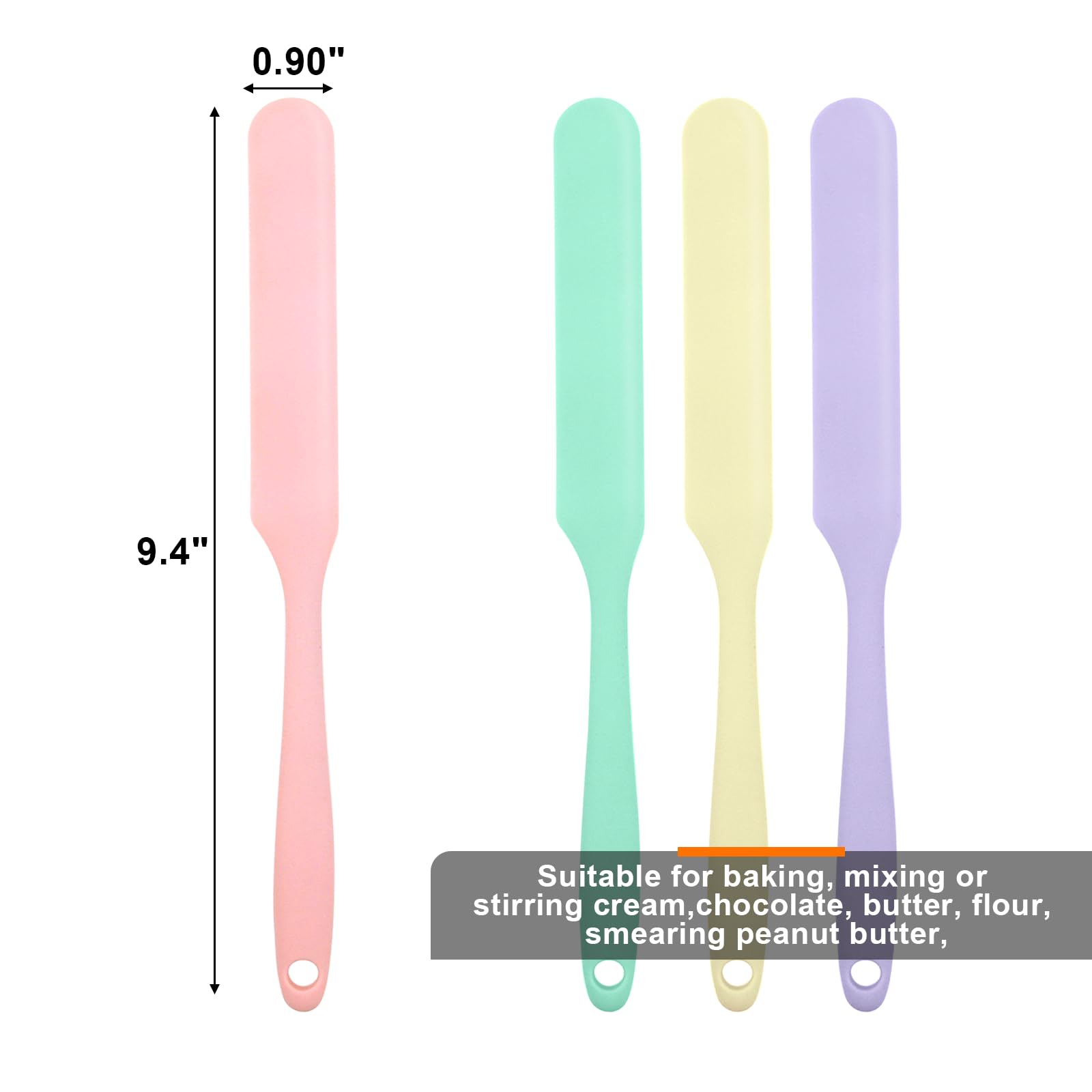 4 Pcs Silicone Jar Spatulas, Non-Stick Heat Resistant Cake Cream Spatulas Set, 9.8 inch Cake Cream Butter Spatulas(4 colors）