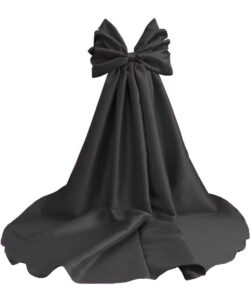 mouccy black halloween cape with big bow satin wedding bridal cloak detachable bridal wraps with sleeves detachable train