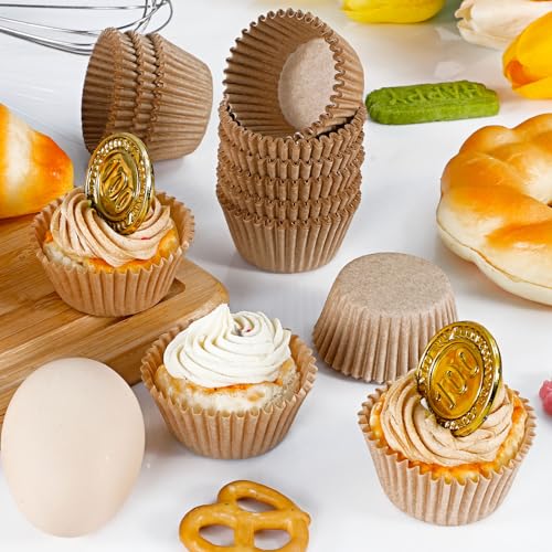 Caperci Standard Parchment Cupcake Liners for Baking 300 Pcs - Odorless Greaseproof Paper Muffin Baking Cups for Wedding Birthday Party Baby Shower Festivals (Natural)