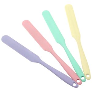 4 pcs silicone jar spatulas, non-stick heat resistant cake cream spatulas set, 9.8 inch cake cream butter spatulas(4 colors）