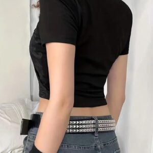 Ulekuke Metal Punk Rock Rivet Studded Belt for Women Men, Gothic Belt with Bright Pyramid Studs(Black)