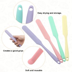 4 Pcs Silicone Jar Spatulas, Non-Stick Heat Resistant Cake Cream Spatulas Set, 9.8 inch Cake Cream Butter Spatulas(4 colors）