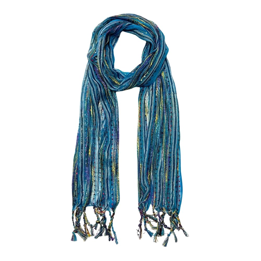 Humble Hilo Multi-Colored Scarf/Shawl for Women Lightweight Head or Neck Scarf (Turquoise (F23))