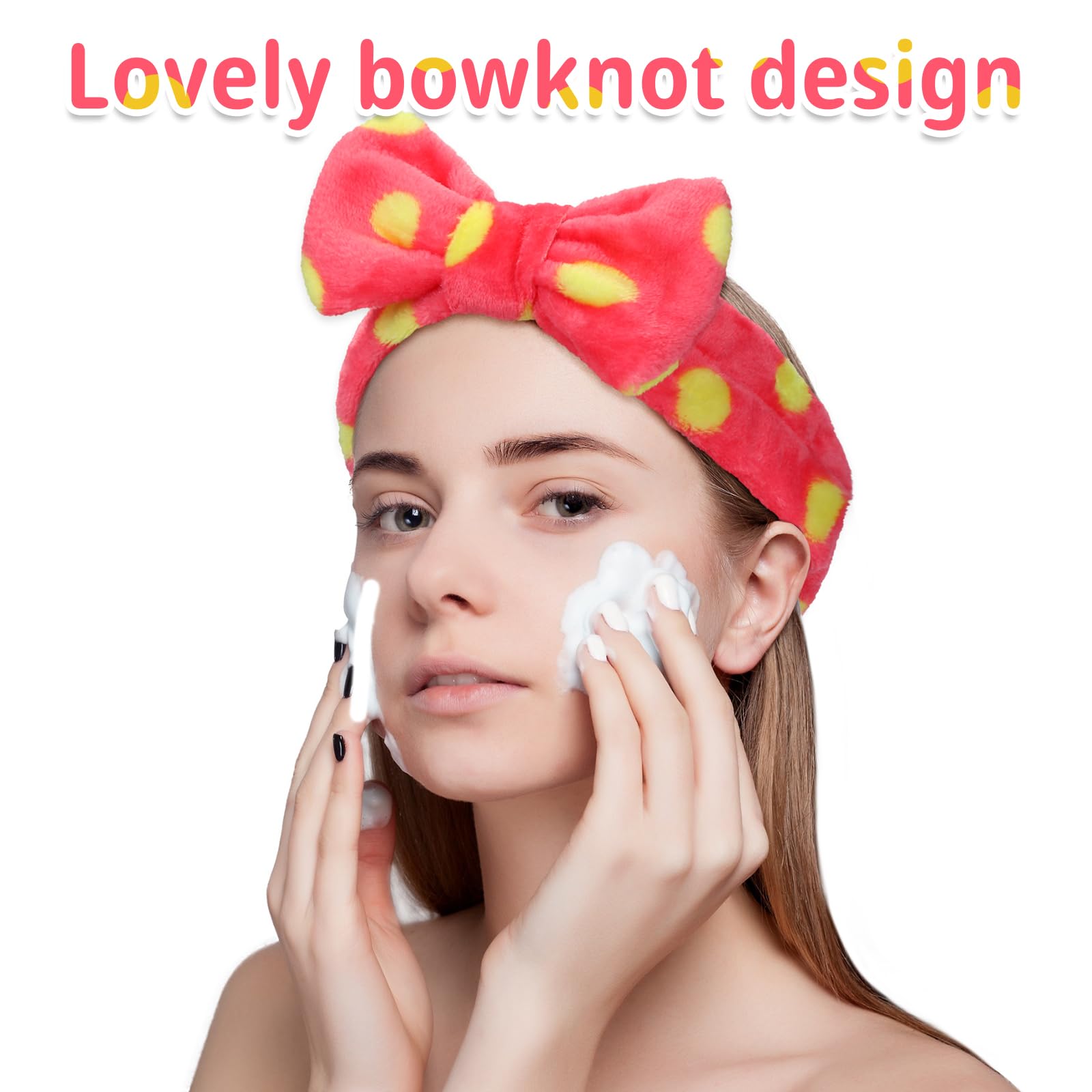 Riceshoot 24 Pcs Spa Headband Bow Hair Band for Washing Face Women Skincare Headbands Elastic Makeup Headband Coral Fleece Face Wash Headband Facial Headband Hairlace Head Wraps for Cosmetic Shower