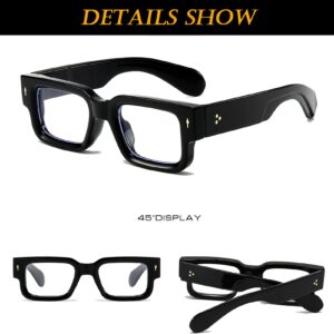 EYLRIM Square Thick Frame Glasses for Women Men Chunky Rectangle Blue Light Glasses Non Prescription Eyeglasses(Black)