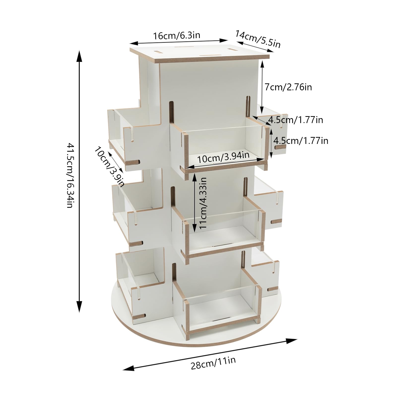 TFCFL Card Display Stand, Card Display Rack,3 Tier Acrylic Sticker Display Stand 360° Rotating Display Shelf for Coasters, Stickers, Retail, Showcase, Tradeshow