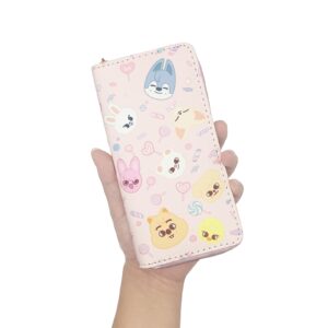 Educatgame Kpop Wallet with Bag Charm, Cute Faux Leather Long Wallet/Clutch Purse, Cute Stuff/Accessories or Gift for Teen Girls,Women