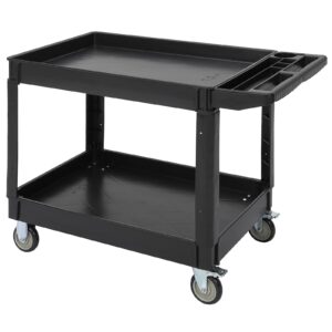 service cart 2-shelf, 500 lbs capacity, storage handle, for warehouse/garage/cleaning/manufacturing, 45"x25"