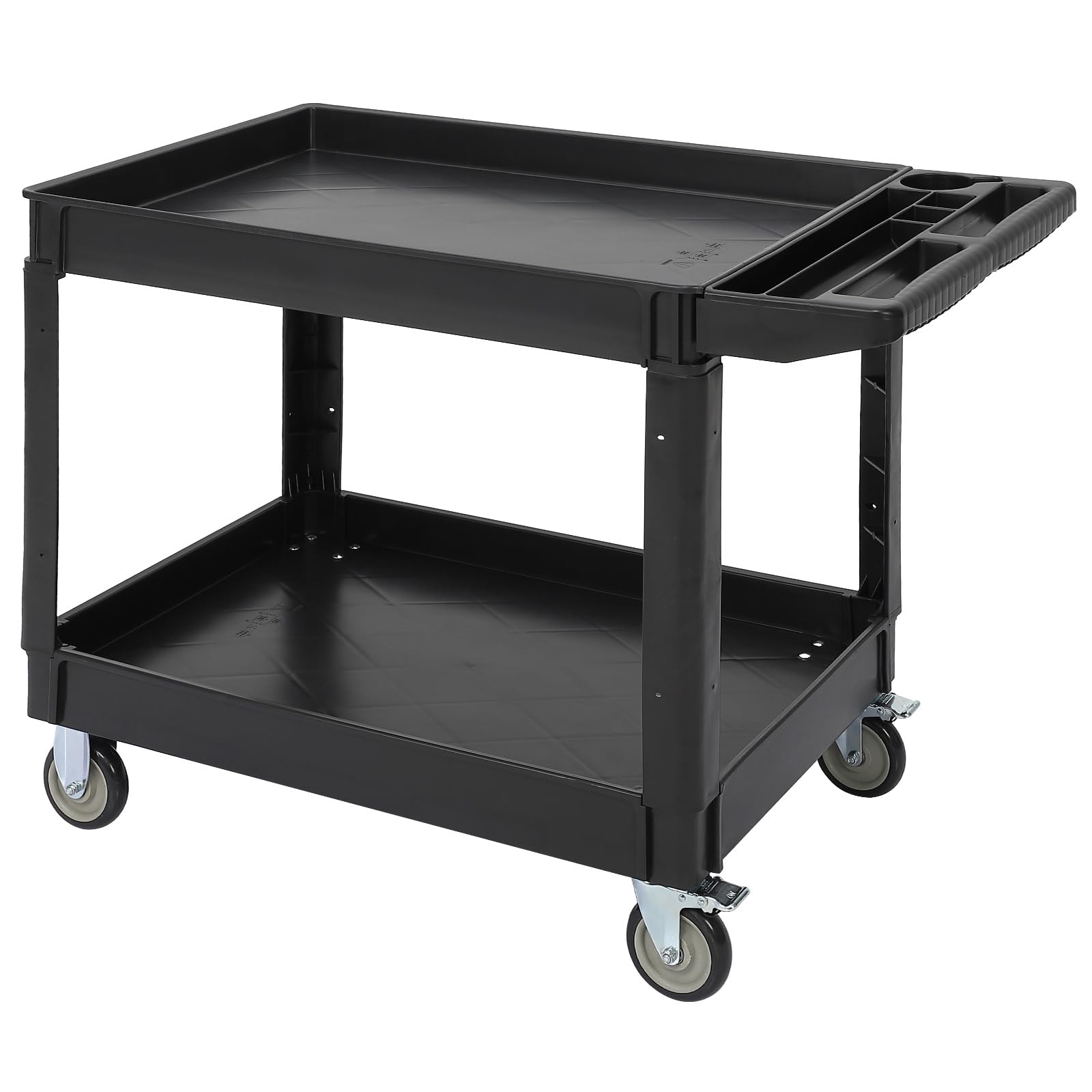 Service Cart 2-Shelf, 500 lbs Capacity, Storage Handle, for Warehouse/Garage/Cleaning/Manufacturing, 45"X25"