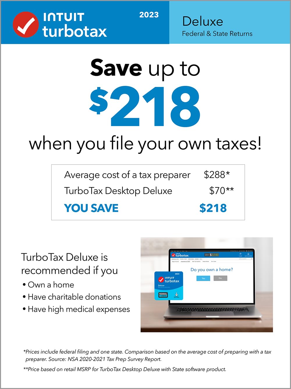 TurboTax Deluxe 2023 Tax Software, Federal & State Tax Return [Amazon Exclusive] [PC/Mac Download]