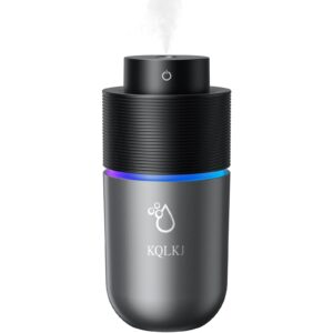 car humidifier with colorful led night light,usb plug-in 300ml cool mist humidifiers for bedroom/office/desktop/travel,super quiet portable mini humidifier for home,2 mist modes(grey)