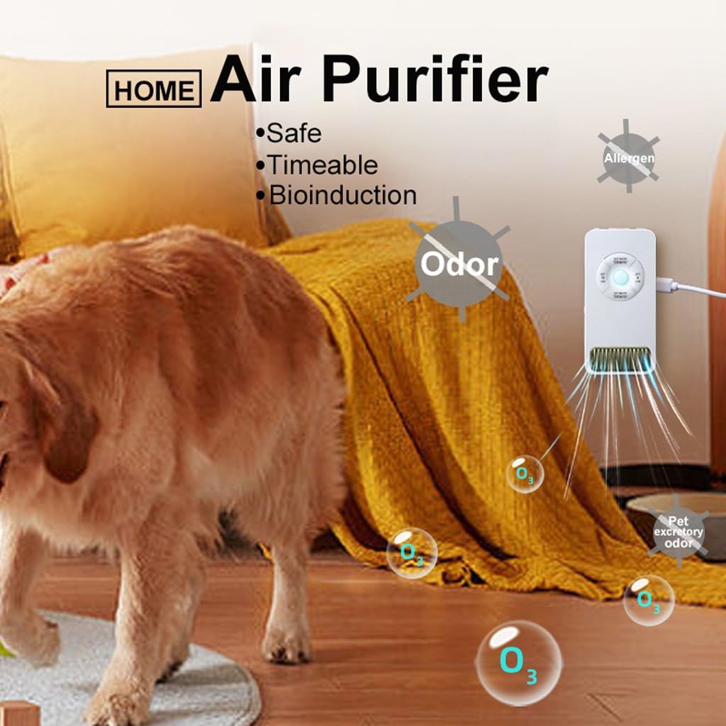 Cat Litter Deodorizer Plug In Air Fresheners For Home - Air Purifier For Pets Timed - Ozone Deep Cleaning To Reduce Allergens Odors For Bed Refrigerator Bathroom &Small Spaces