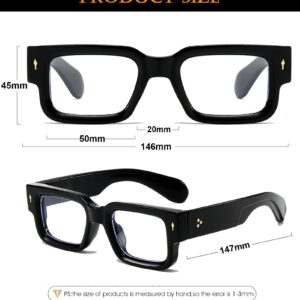 EYLRIM Square Thick Frame Glasses for Women Men Chunky Rectangle Blue Light Glasses Non Prescription Eyeglasses(Black)