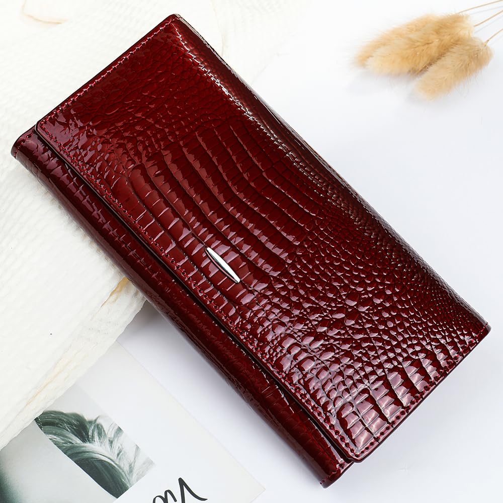 GHUHUALX Women's Wallet Long Leather Purse Credit Card Ladies Casual Wallet Fashion Clutch