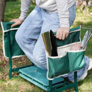 Garden Kneeler and Seat, Garden Stool, Gardening Bench with 2 Tool Pouches EVA Foam Pad for Kneeling and Sitting to Prevent Knee & Back Pain, Gardening Gift for Women, Grandparents, Seniors, Mom & Dad