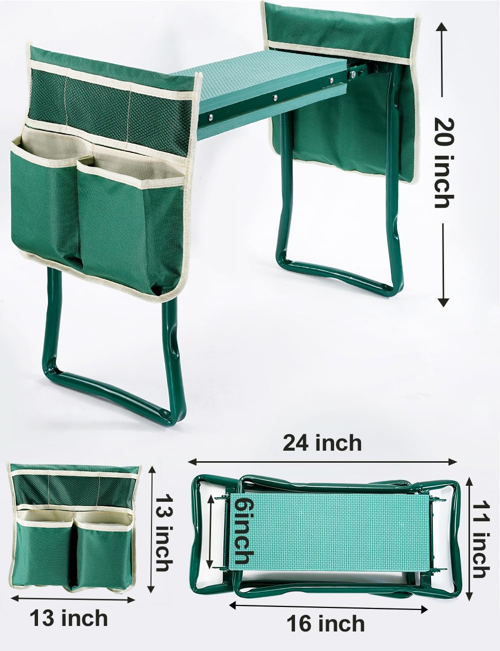 Garden Kneeler and Seat, Garden Stool, Gardening Bench with 2 Tool Pouches EVA Foam Pad for Kneeling and Sitting to Prevent Knee & Back Pain, Gardening Gift for Women, Grandparents, Seniors, Mom & Dad