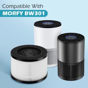 XBWW 2 Packs BW301 Replacement Filters Compatible with MORFY BW301 and AGILEBOW BW301 Air Cleaner Purifier, 3 in 1 filter with H13 True HEPA and Activated Carbon FIlter with Extra 4 Pieces Aroma pads