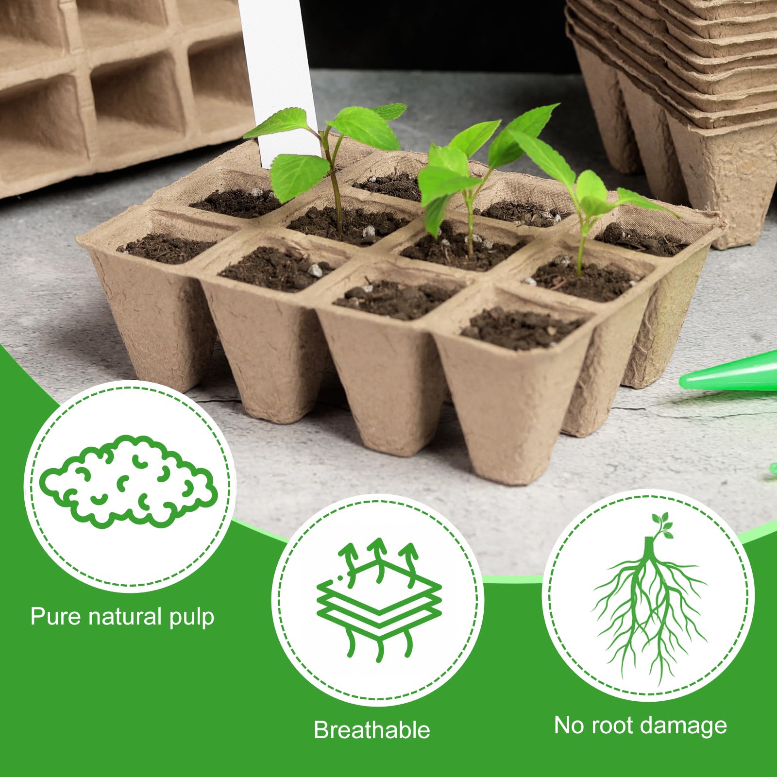 KOAMLY Square Peat Nursery Pots, Biodegradable Herb Seed Nursery Pot Kits, Seedling Pots