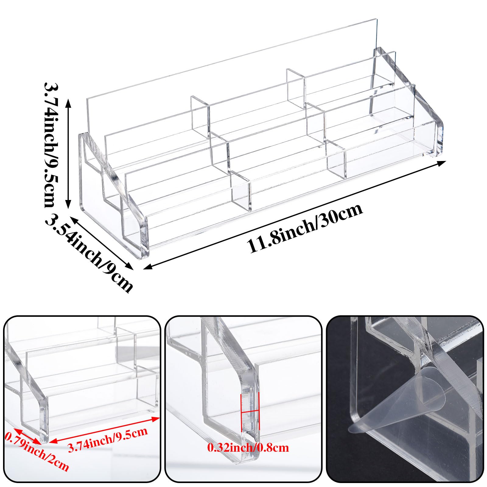 Suzile Acrylic Business Card Holder for Desk 9 Slot 3 Tier Multiple Business Card Display Clear Business Card Organizer Plastic Business Card Stand Desktop Card Rack for Storage Office Home