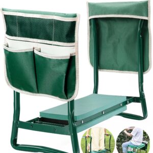 Garden Kneeler and Seat, Garden Stool, Gardening Bench with 2 Tool Pouches EVA Foam Pad for Kneeling and Sitting to Prevent Knee & Back Pain, Gardening Gift for Women, Grandparents, Seniors, Mom & Dad