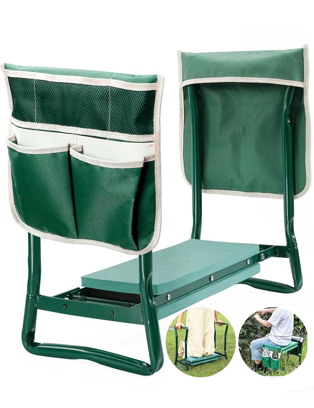 Garden Kneeler and Seat, Garden Stool, Gardening Bench with 2 Tool Pouches EVA Foam Pad for Kneeling and Sitting to Prevent Knee & Back Pain, Gardening Gift for Women, Grandparents, Seniors, Mom & Dad