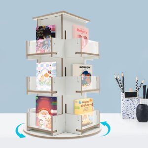 TFCFL Card Display Stand, Card Display Rack,3 Tier Acrylic Sticker Display Stand 360° Rotating Display Shelf for Coasters, Stickers, Retail, Showcase, Tradeshow