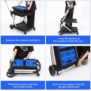 Garvee Collapsible carts, Mobile Folding Trolley, Shopping cart with Storage Crate, Platform Truck