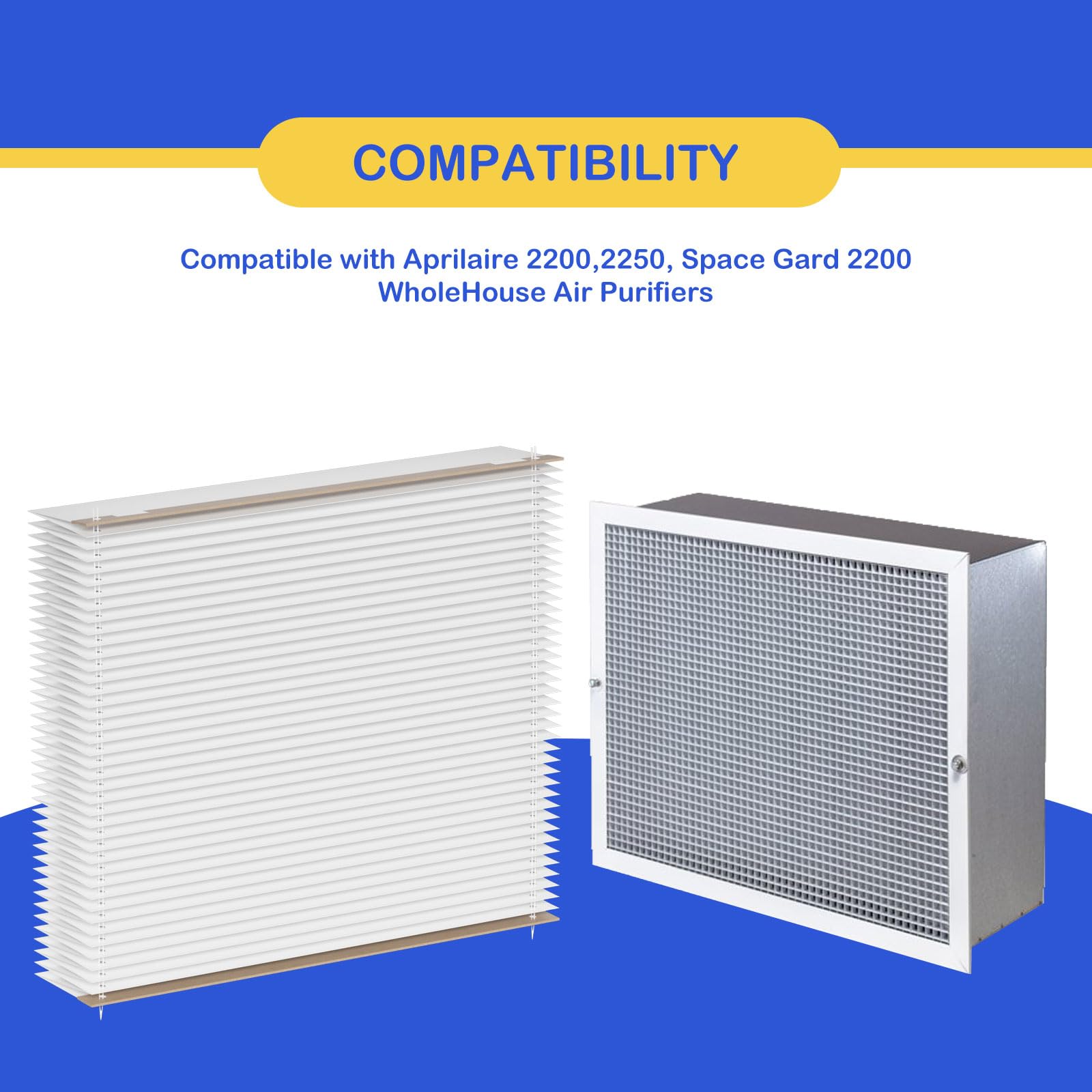 201 Air Filter Replacement Compatible with Aprilaire 2200 2250, Space Gard 2200 Air Cleaner Purifier and Lennox PMAC-20C X0445, Compare to Part #201, MERV-10 Air Filter, 2 Pack