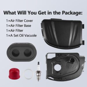 Lawn Mower Air Cleaner Cover kit with Air Filter and Engine Air Filter Base Compatible with Models 093J02 09P700, 103M02, 104M02 104M05 Replaces 594106 595658 594107