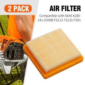 SYOWADA 2 Pcs 4180 141 0300 Air Filter Replacement for STIHL FS89 FS89R FS91 FS91R FS111 FS111R, 41801410300 Air Filter Replacement for STIHL KM91R KM111R KM131 KM131R BT131 HT102