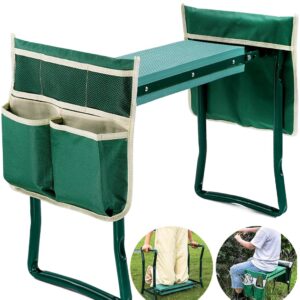 Garden Kneeler and Seat, Garden Stool, Gardening Bench with 2 Tool Pouches EVA Foam Pad for Kneeling and Sitting to Prevent Knee & Back Pain, Gardening Gift for Women, Grandparents, Seniors, Mom & Dad