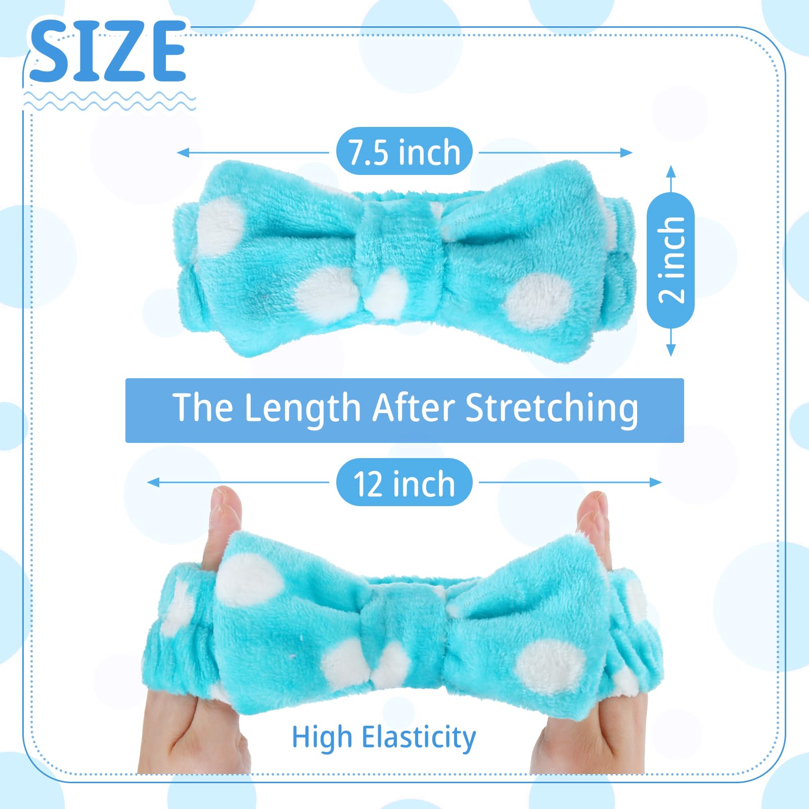 Riceshoot 24 Pcs Spa Headband Bow Hair Band for Washing Face Women Skincare Headbands Elastic Makeup Headband Coral Fleece Face Wash Headband Facial Headband Hairlace Head Wraps for Cosmetic Shower