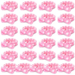 riceshoot 25 pcs pink spa headband bulk bow hair band for washing face soft coral fleece skincare headbands elastic bowknot hair band hairlace shower head wraps gifts for women