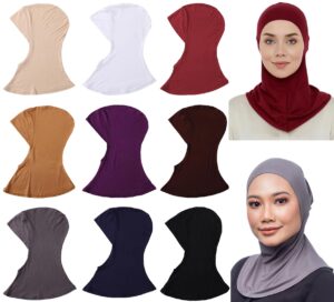 9 pieces modal hijab turban muslim hijab cap adjustable muslim scarf stretchy head scarf for women