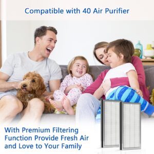 LOSKLENO 40 Replacement Filter H13 HEPA 40 Filter Compatible with 40 Air Purifier 3-in-1 H13 True HEPA Composite Filtration with Fine Pre-filter and Activated Carbon Filter 2 Pack 40 Filter