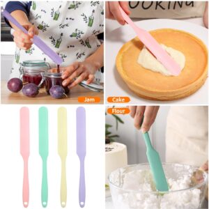 4 Pcs Silicone Jar Spatulas, Non-Stick Heat Resistant Cake Cream Spatulas Set, 9.8 inch Cake Cream Butter Spatulas(4 colors）